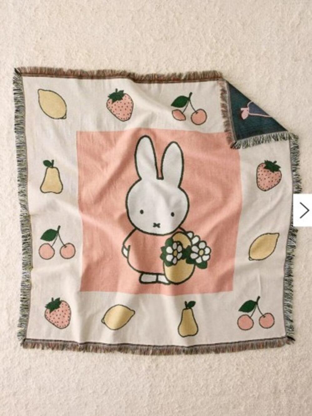 Miffy Tapestry Throw Blanket Cozy Woven Fruit Flowers Rabbit Bunny Cute Kawaii